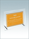 PS1392-Приз акриловый (НОВИНКА) Прозрачная настольная плакетка из акрила с металлическим шильдом