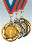 MK110_K-медаль на ленте с вкладышем (в комплект входит три медали - золото, серебро, бронза, три российские ленты, три стандартных металлических вкладыша) (НОВИНКА)