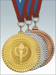 MK114_K-медаль на ленте с вкладышем (в комплект входит три медали - золото, серебро, бронза, три российские ленты, три стандартных металлических вкладыша) 

